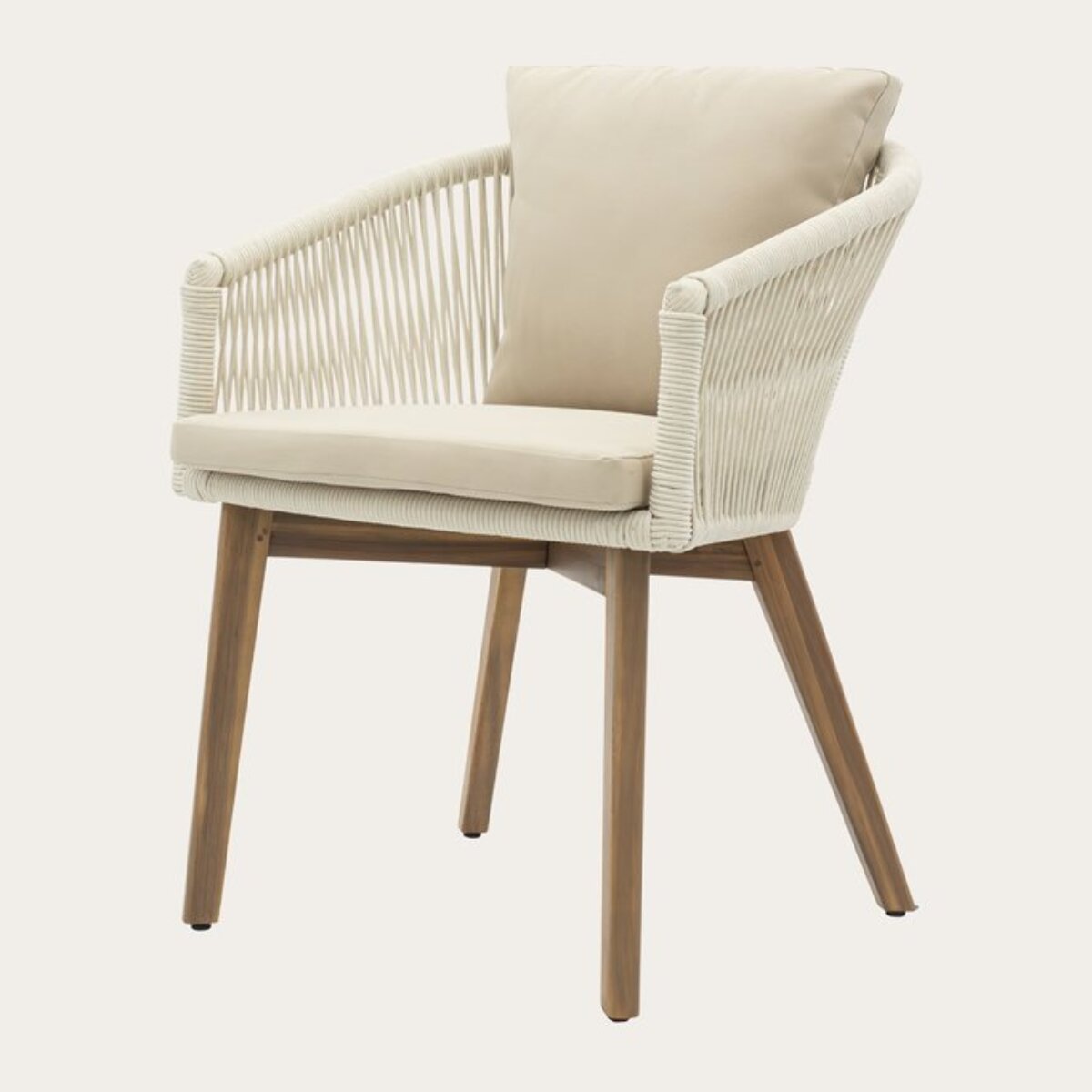 Chaise de jardin Nova -bois massif dacacia, corde et revêtement-couleur beige 60 x 84 x 63 cm