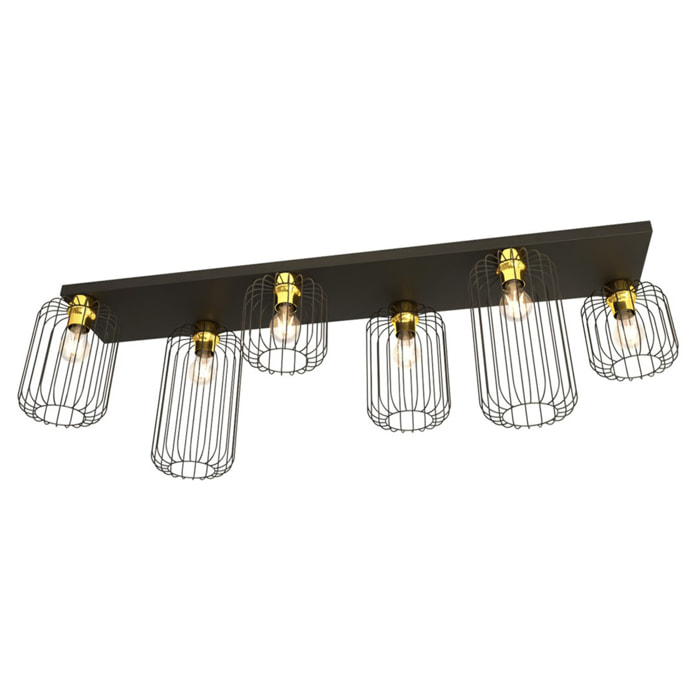Lampada a sospensione BARN in acciaio nero opaco e oro