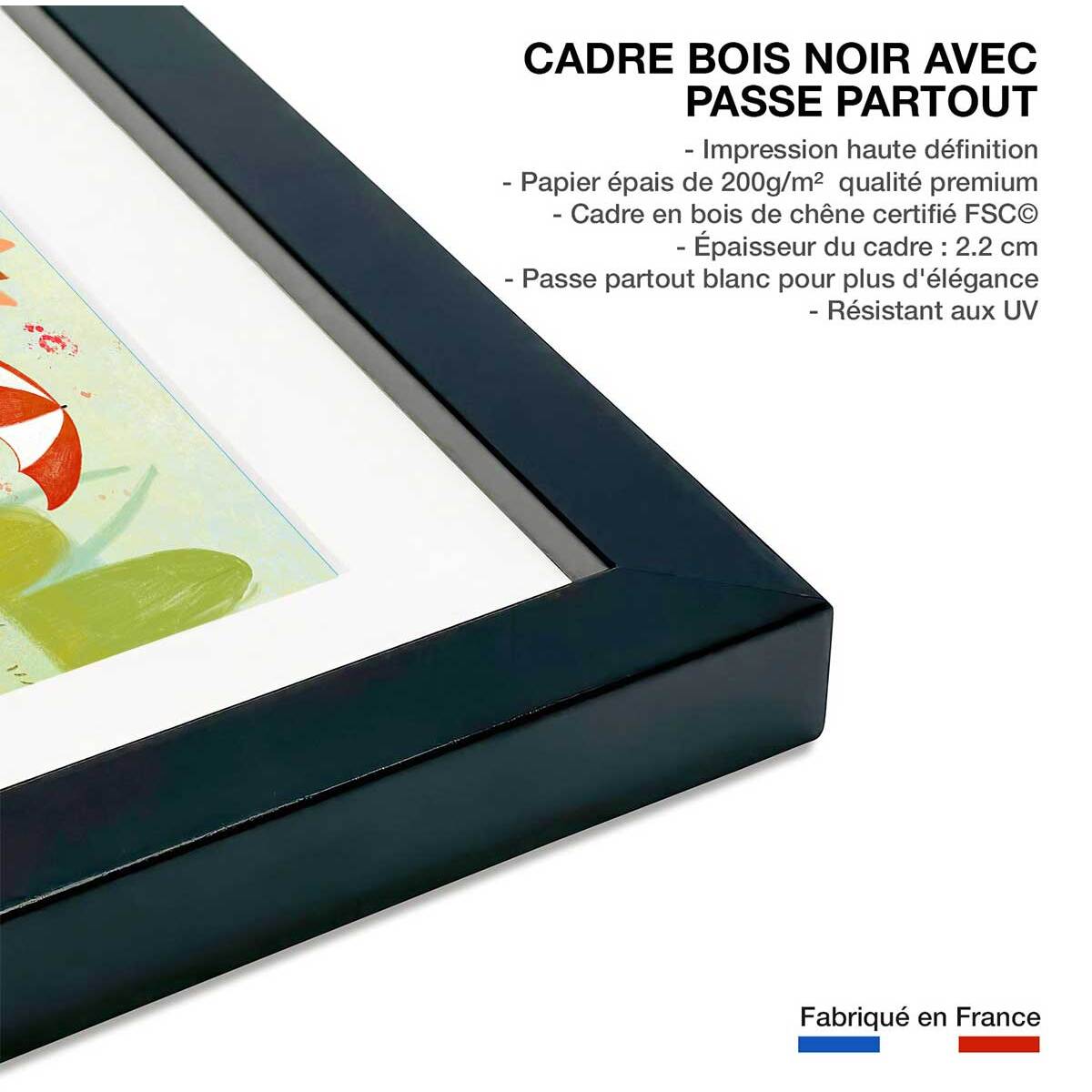 Affiche enfant roulottes de cirque  Affiche sous cadre noir
