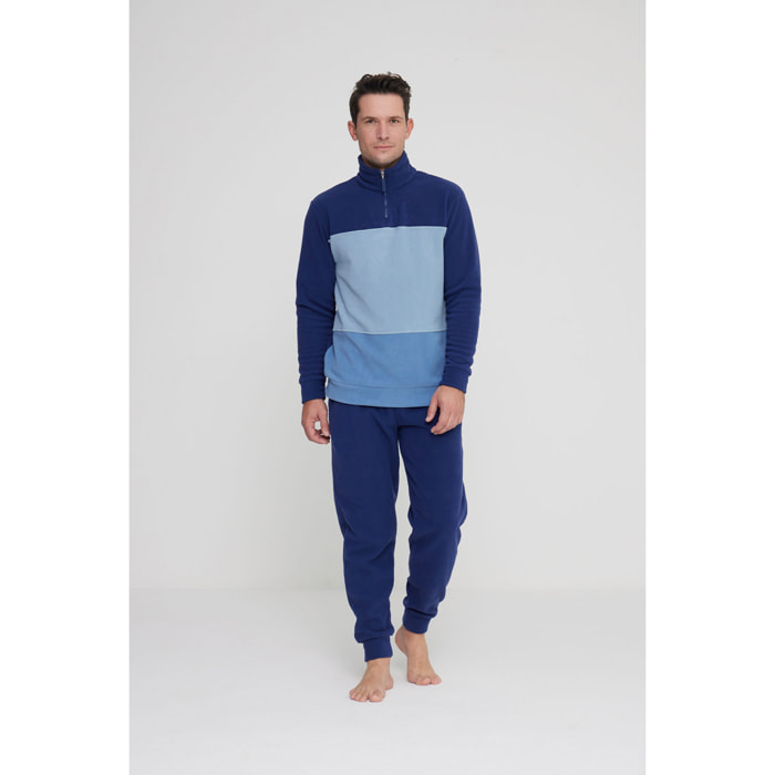 Pigiama uomo danny in pile con collo alto e zip Noidinotte