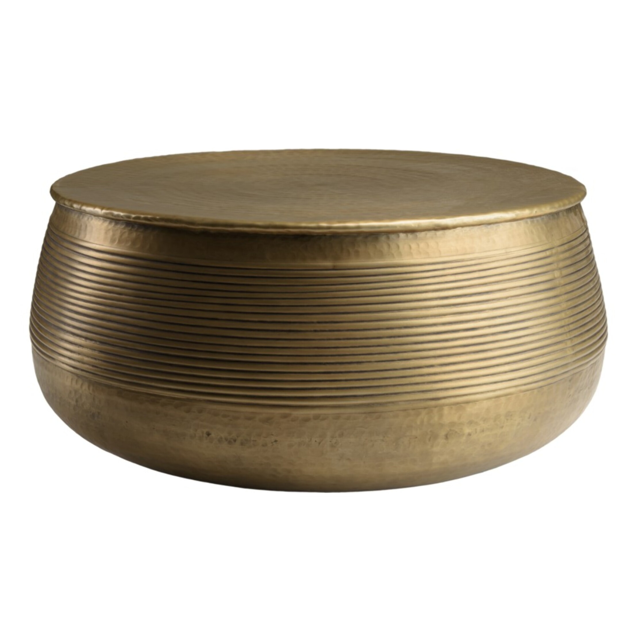HONORE - Table basse ronde alu 70x70cm couleur laiton foncé pied strié