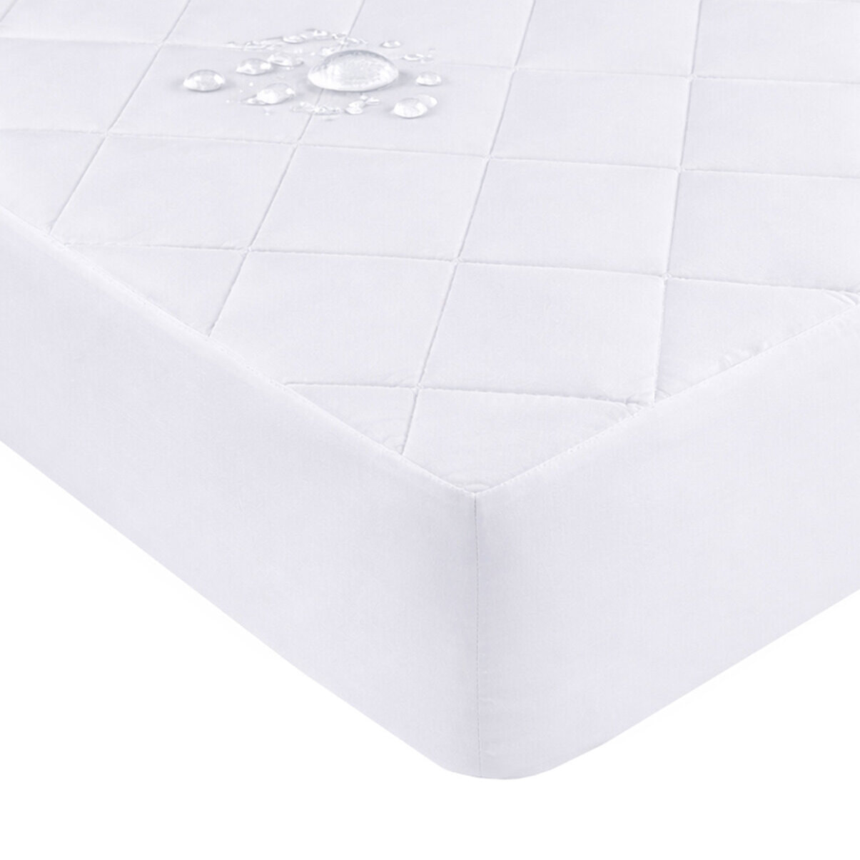 Protege matelas 100% polyester 205gsm matelasse impermeable respirant blanc