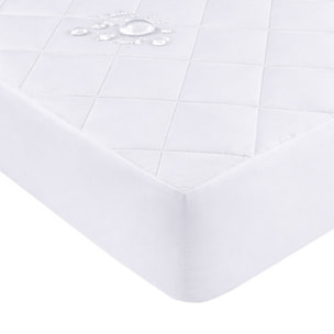 Protege matelas 100% polyester 205gsm matelasse impermeable respirant blanc
