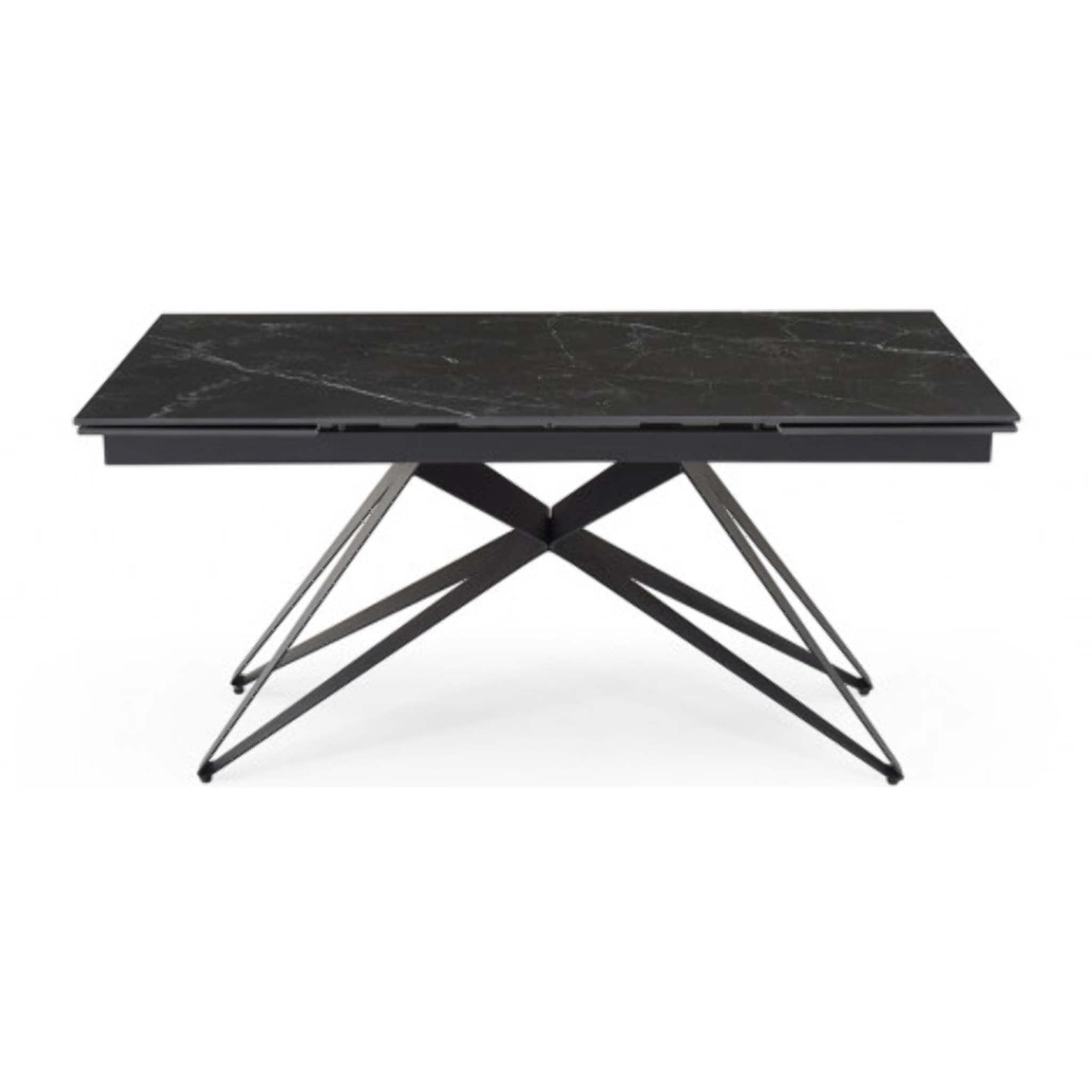 Table extensible en céramique marbré noir L160/240cm - 9 piètements - UNIK