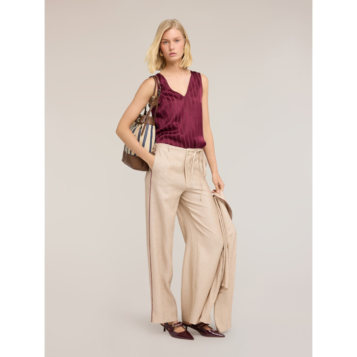 Motivi - Pantaloni palazzo in crépon - Beige