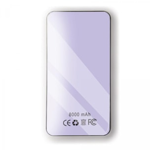 Batterie en verre trempé universel 8000mAh Pluie de Bonheur Lilas Motif Ecriture Tendance La Coque Francaise