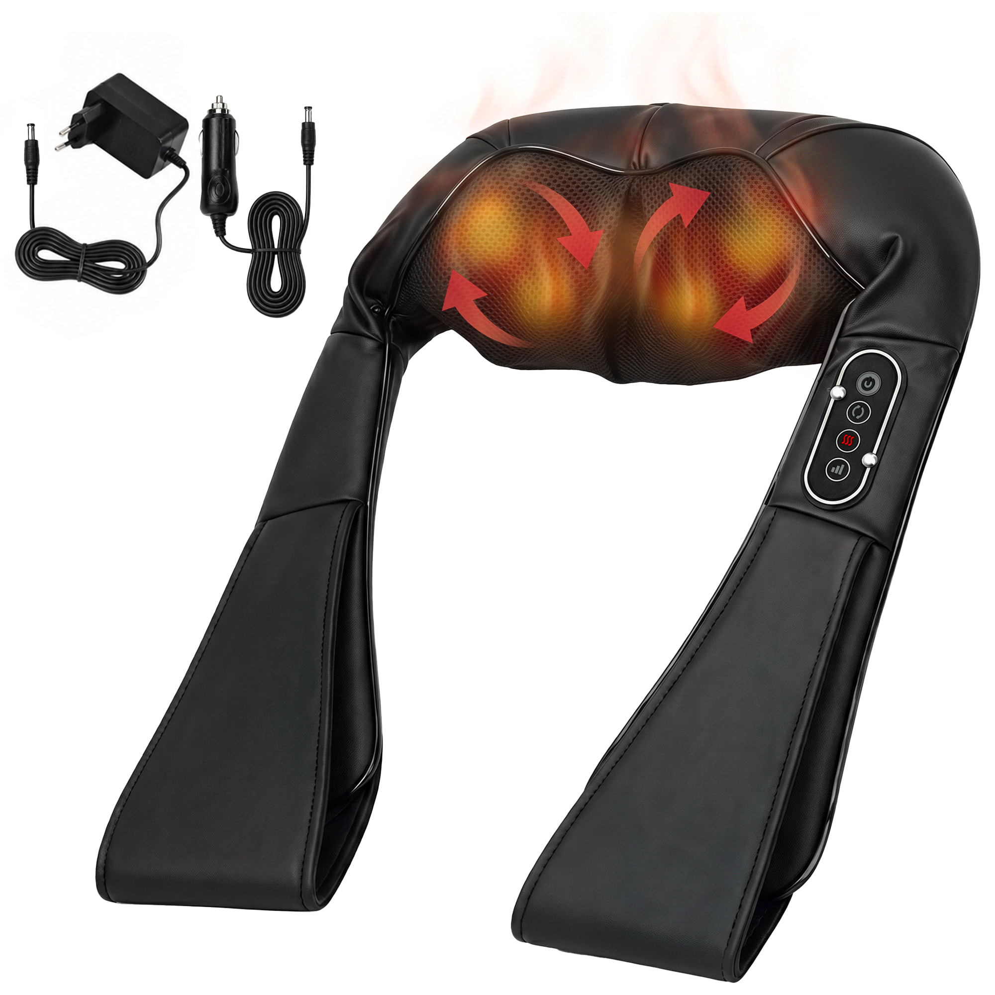Masajeador Cervical y Espalda con Calor y 8 Nodos Shiatsu, 3 Intensidades de Amasamiento 3D Masajeador de Cuello y Hombros, para Aliviar la Fatiga Muscular en Casa, Oficina y Coche