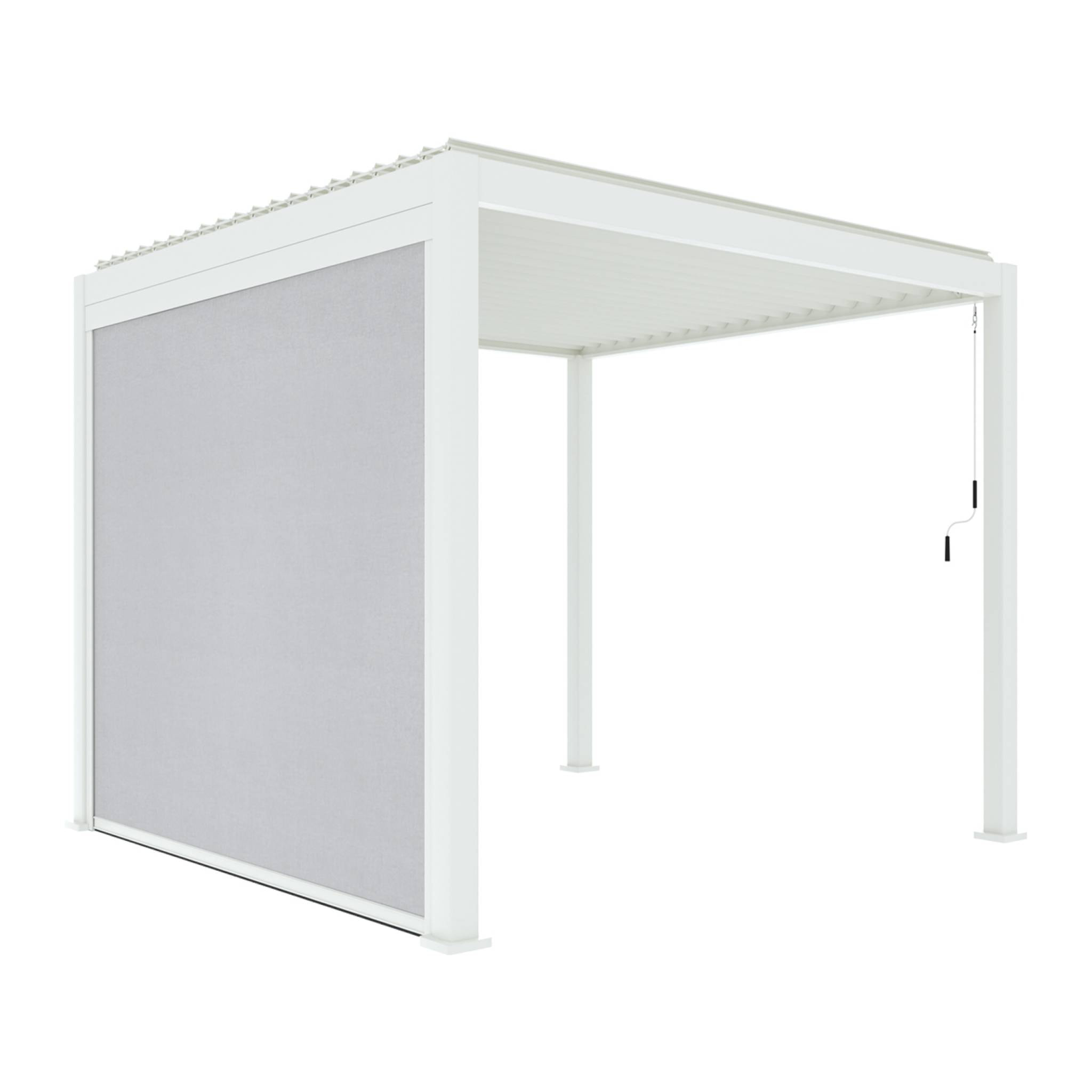 Pergola avec store bioclimatique aluminium et textilène Triomphe blanc 3x3 m lames orientables