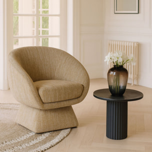 Fauteuil pivotant en tissu tweed ocre chiné SIXTIES