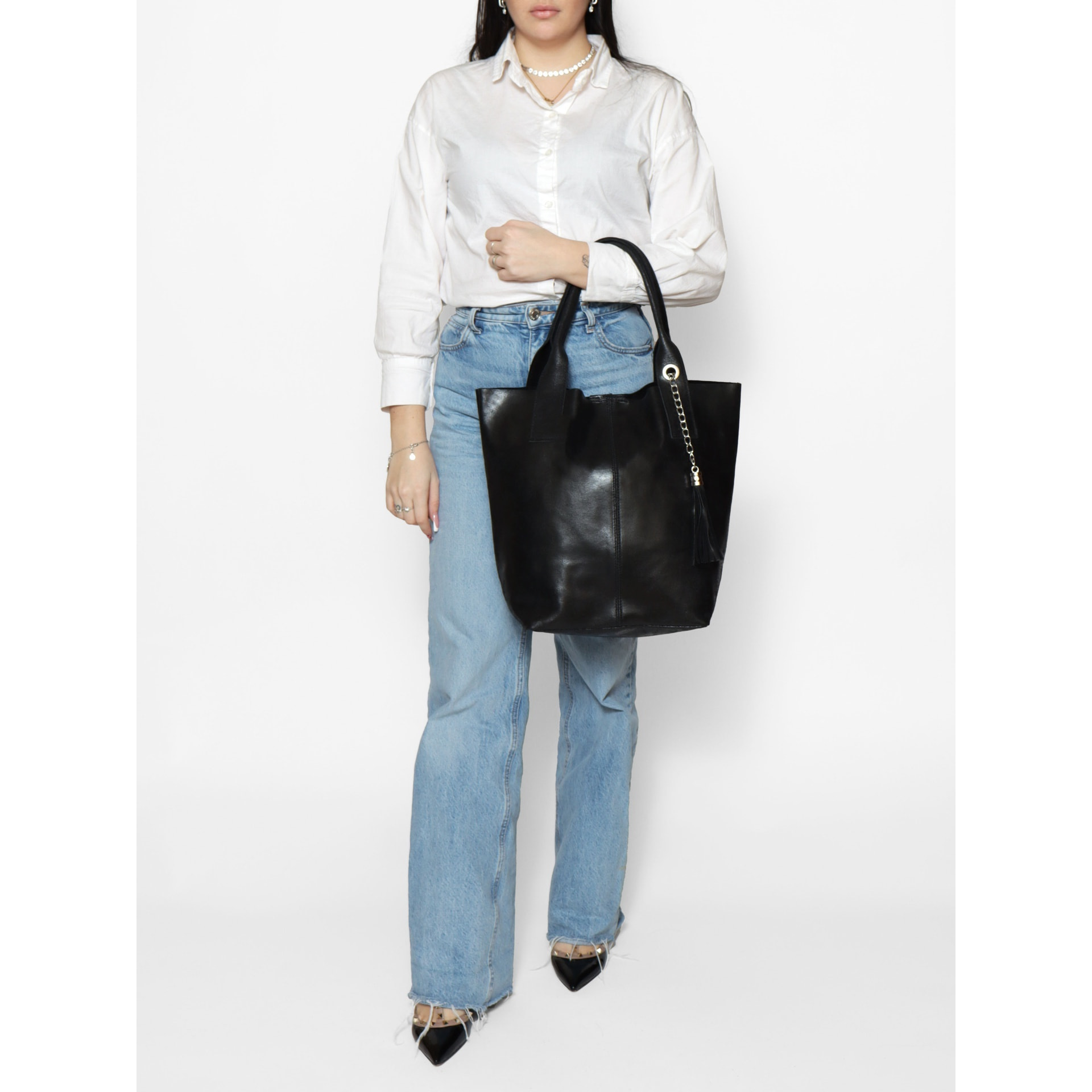 Borsa a mano da donna - Modello Althea - Vera pelle - 41.0 x 36.0 x 19.0 cm