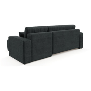 AURORE - Canapé d'angle droit 3 places en tissu texturé gris foncé