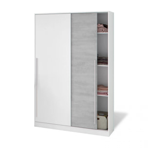 Armario de puertas correderas en blanco mate y gris cemento 120x200 cm Show Blanco Artik (Blanco Mate) - Gris Cemento