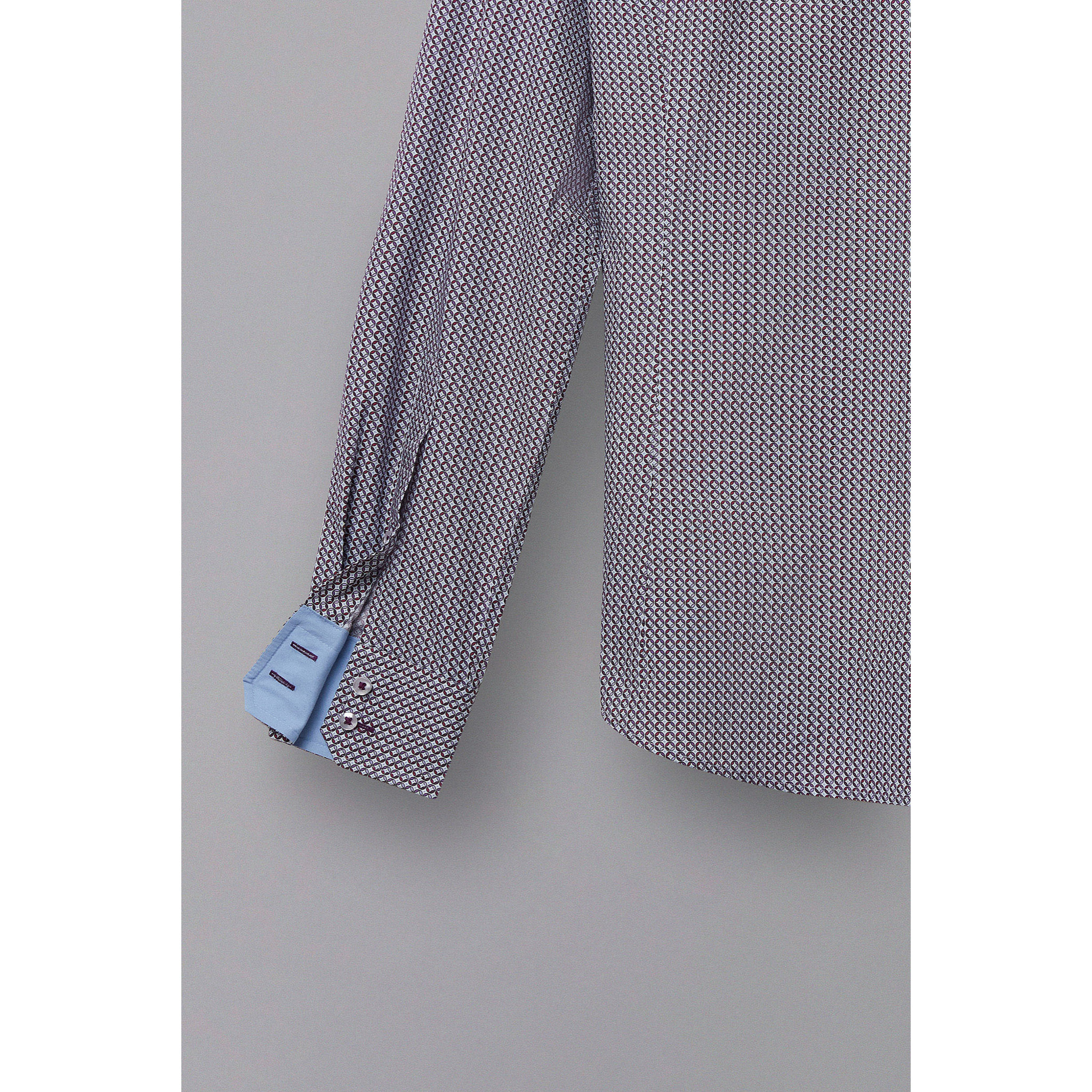 Camicia Uomo 2 Bottoni Button Down 7bottoni Doppio Coll Popeline Stampato Bianco e Viola