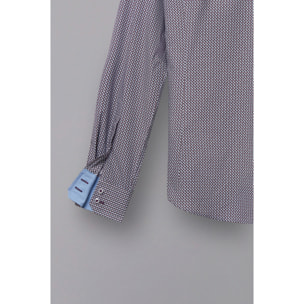 Camicia Uomo 2 Bottoni Button Down 7bottoni Doppio Coll Popeline Stampato Bianco e Viola