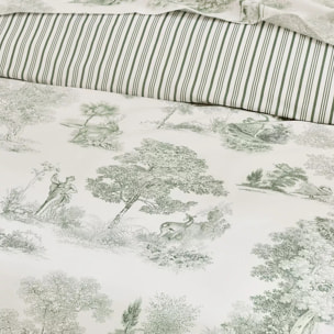 Housse de couette percale de coton imprimé vert Poesie verde