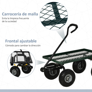 Carro de Jardín con Ruedas Grandes Carretilla de Mano con Mango Revestido y Estructura de Acero Carga 150 kg Carro de Transporte para Camping Exterior Negro y Verde