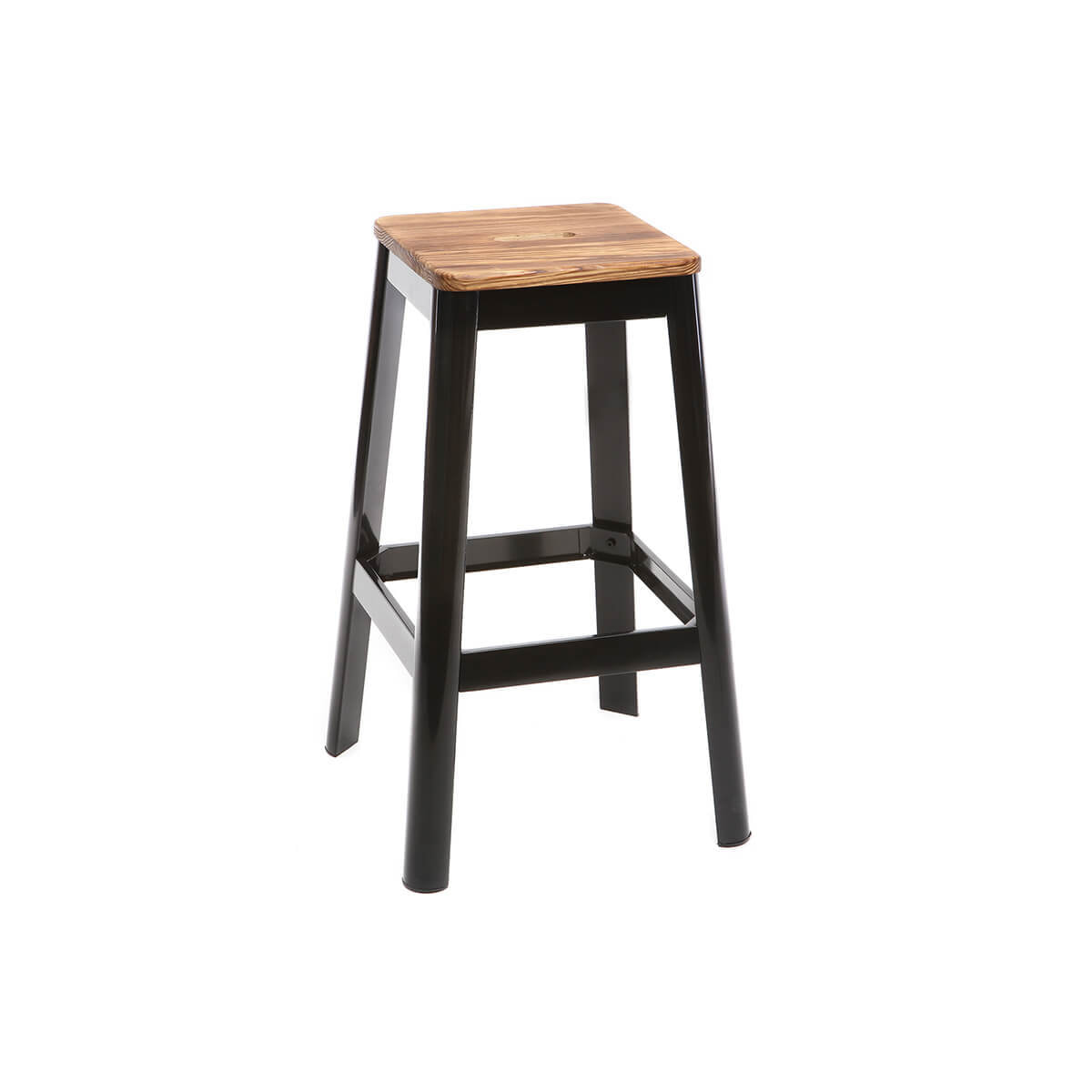 Tabouret de bar design noir et bois H75 cm NICK