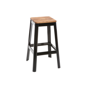 Tabouret de bar design noir et bois H75 cm NICK