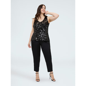 Fiorella Rubino - Top con lentejuelas y escote en V - Negro