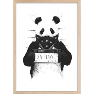 Affiche enfant panda  Affiche + cadre en bois - Chêne