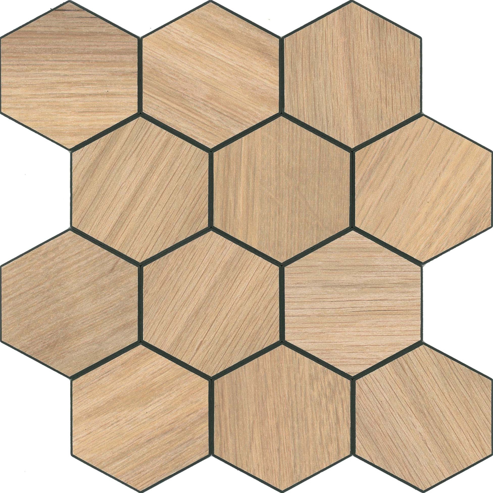 Crédence adhésive murale 3D  - Effet carrelage hexagonal 4 pièces - Naturel