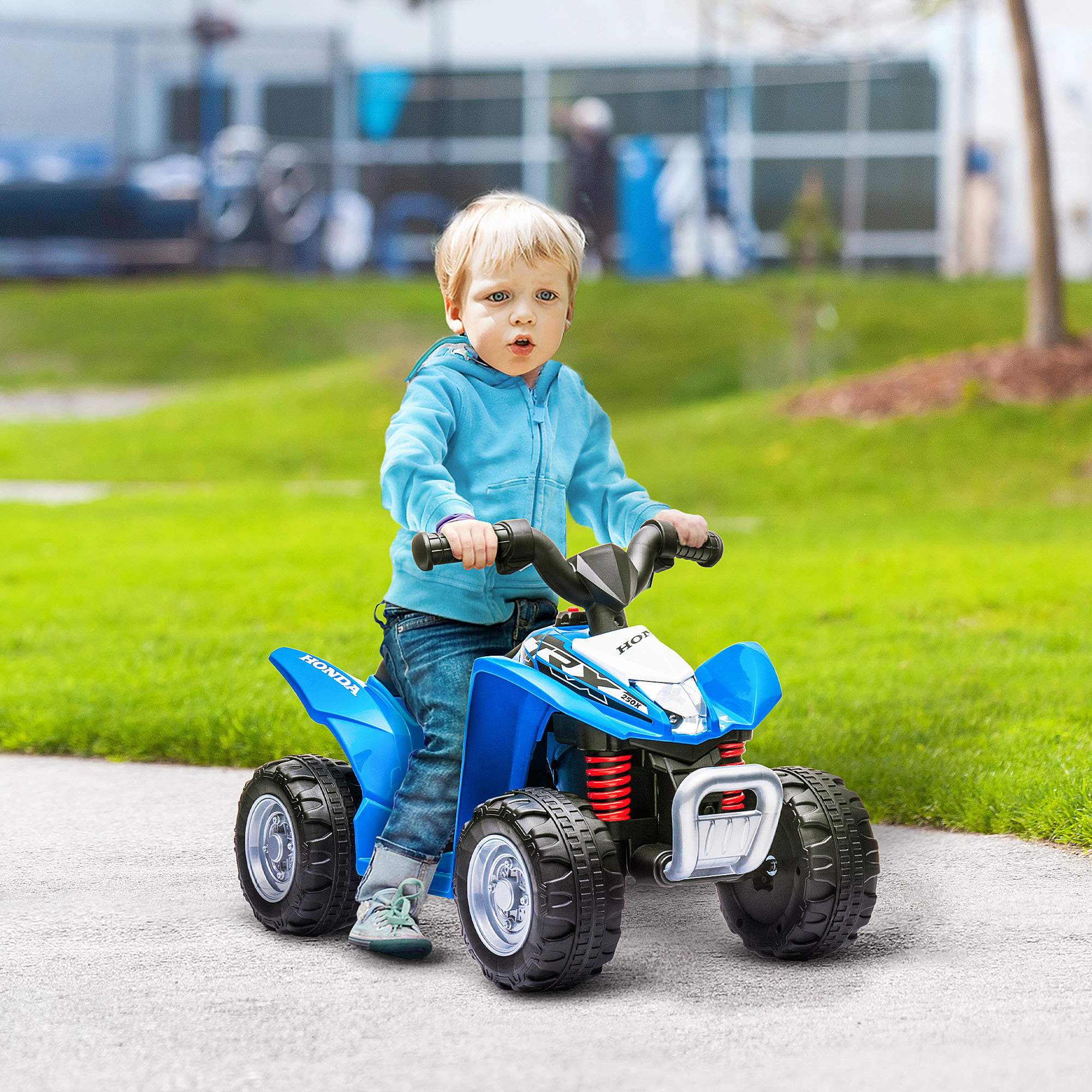 Quad Eléctrico HONDA para Niños 18-36 Meses con Faros LED 65,5x38,5x43,5cm Azul
