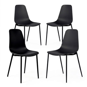 Set 4 Sedie Moderne Con Schienale Ergonomico In Polipropilene E Gambe In Metallo Cucina Sala Da Pranzo Soggiorno Ufficio 87 x 53 x 49 Cm Nero