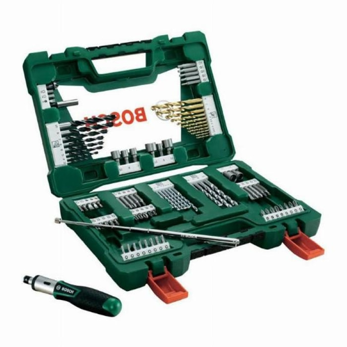 Coffret V-Line 91 pièces de forets et d'embouts TiN BOSCH avec tournevis à cliquet et tige magnétique - 2607017195