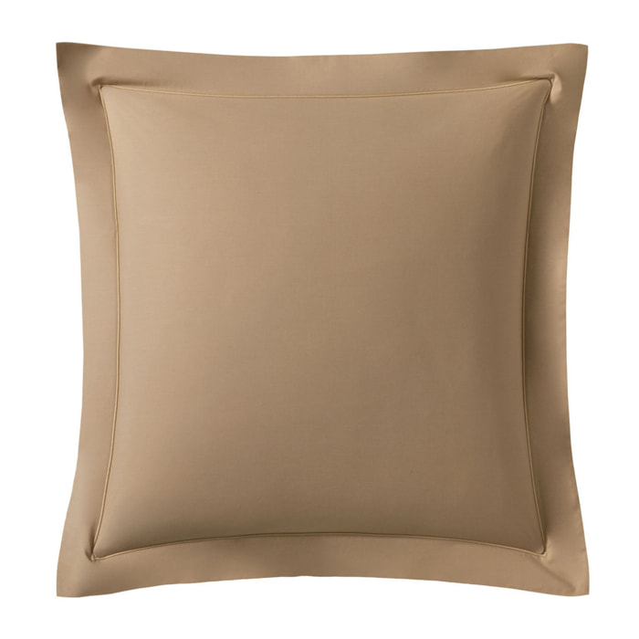 Taie d'oreiller unie en percale de coton, Made in France, ROYAL LINE , Beige Dune