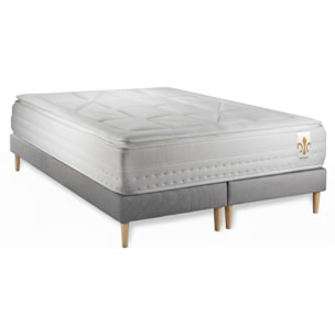Ensemble Matelas Vingt-Huit PLUS - 28cm - Ressorts ensachés et mémoire de forme - Technologie hôtelière - Sommier Tapissier Gris
