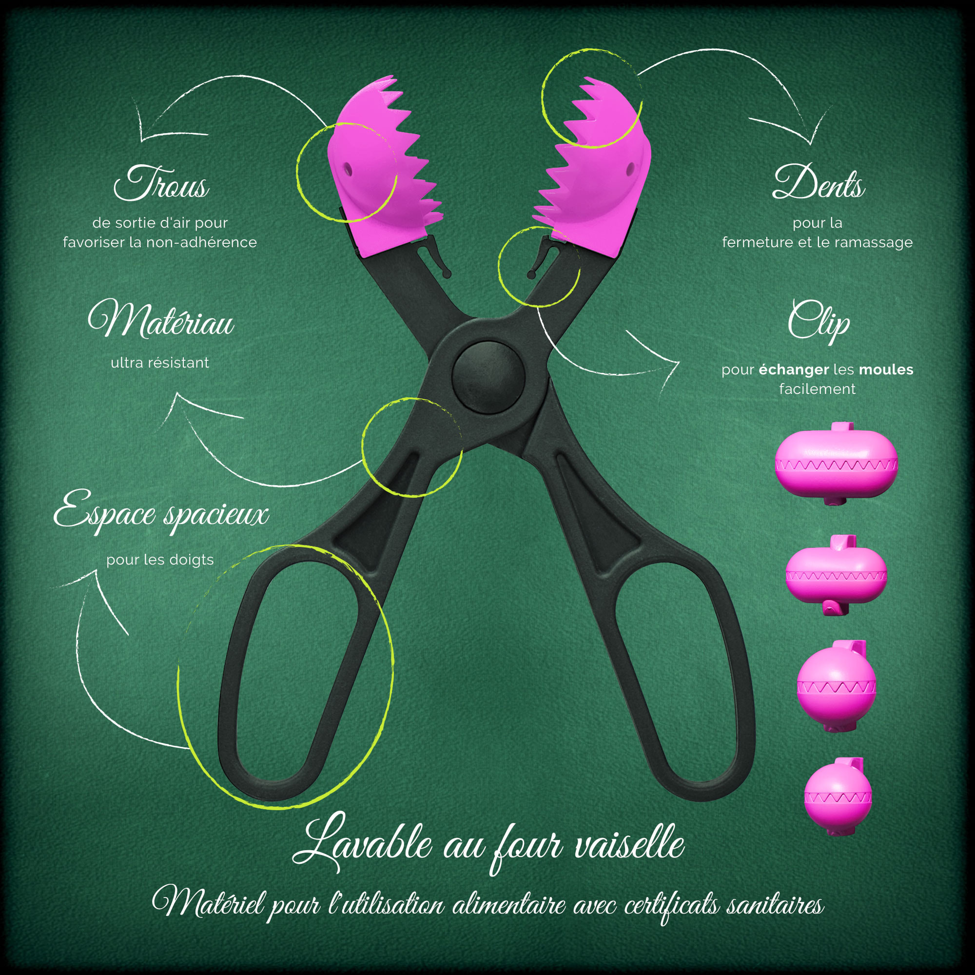 Pack utensilio multiusos con 4 moldes intercambiables color rosa+ 40 bandejas de conservación - La croquetera: patentado y fabricado en España