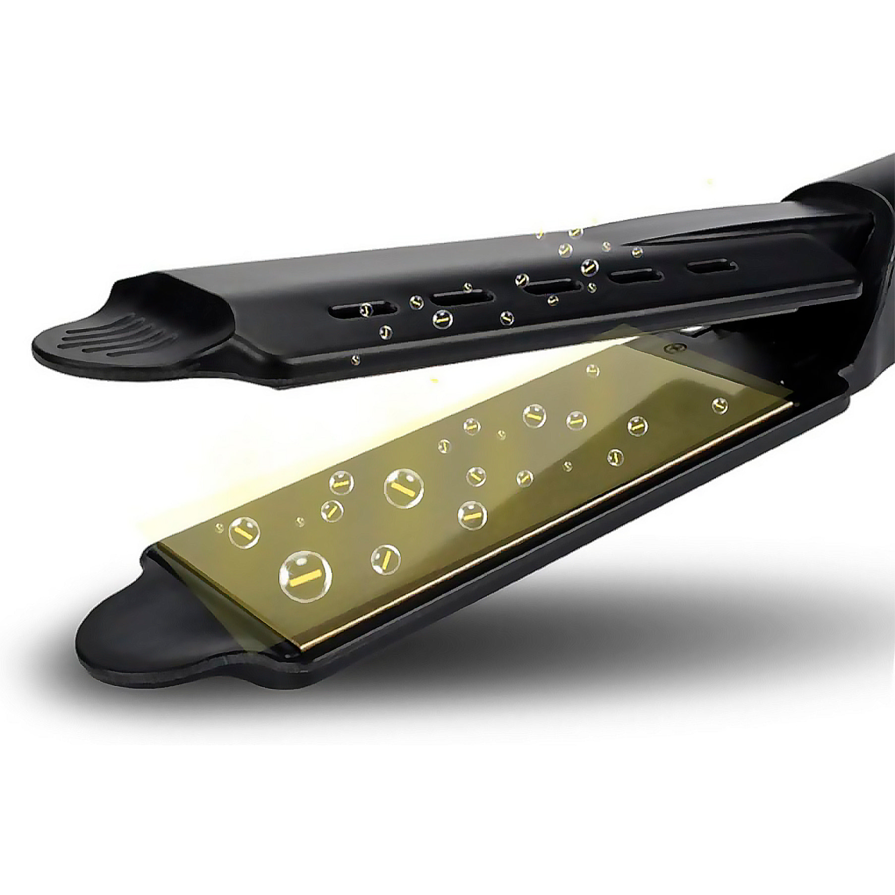 Plancha de pelo con indicador de temperatura y 4 niveles de calor.