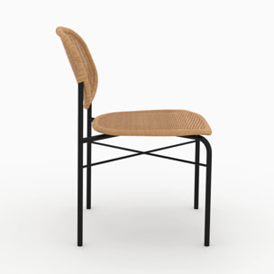 Lot de 2 chaises en résine tressée naturelle et pieds en métal - Messa