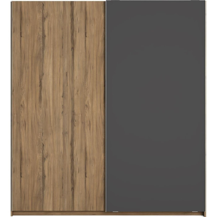 Armoire 2 portes gris anthracite et effet bois 182 cm - Aurelia