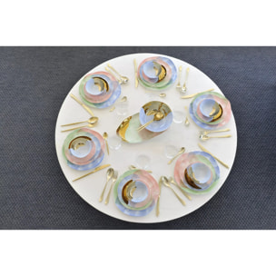 Lot de 6 ASSIETTE PLATE TRICOLORE-PARADISE