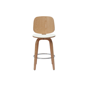 Tabourets de bar design pivotants blancs et bois clair H66 cm (lot de 2) BECK