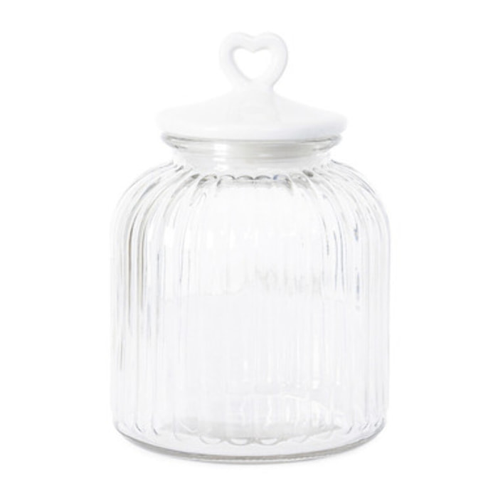 Barattolo in vetro con tappo in ceramica a cuore, contenitore alimenti trasparente, ideale per zucchero caffè biscotti e pasta, design elegante e pratico, organizer cucina resistente, facile da pulire