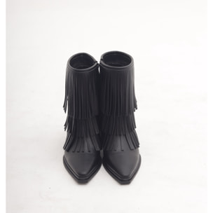 STIVALETTO TEXANO FRANGE NERO