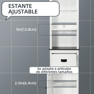 Conjunto de Baño Incluye 1 Armario Auxiliar de Baño y 1 Columna de Baño con Estantes Ajustables y Cajón Estilo Moderno Antivuelco para Dormitorio Blanco