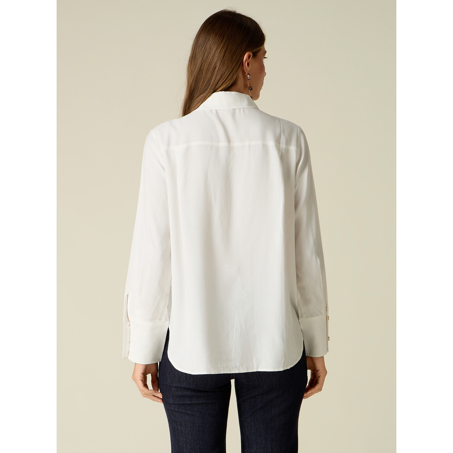 Oltre - Camicia in viscosa con bottoni gioiello - Bianco