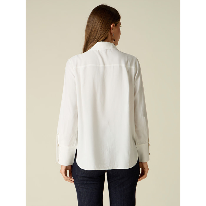 Oltre - Camicia in viscosa con bottoni gioiello - Bianco