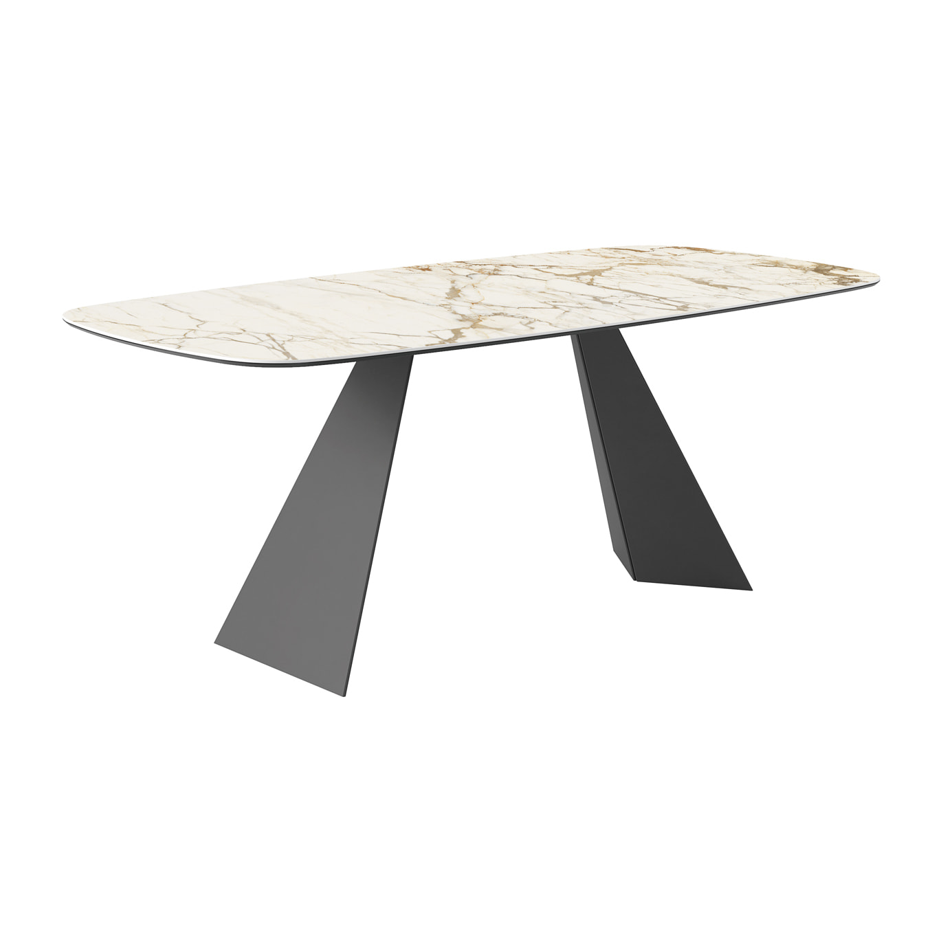 TAVOLO FISSO PRISMA - GRIGIO CARBONE, BOTTE BORDO INCLINATO, PIANO GRES PORCELLANATO MACCHIAVECCHIA OPACO