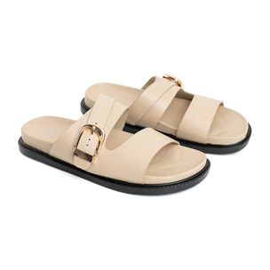 Ciabatta comfort con fibbia - BEIGE