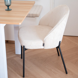 Lot de 2 chaises en velours côtelé - CLOE