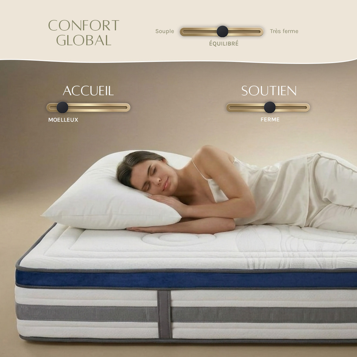 Ensemble Matelas Quintessence & Sommier Kit Bois, Mémoire de Forme & Haute Densité, 30 cm, Accueil Enveloppant, Soutien Ferme