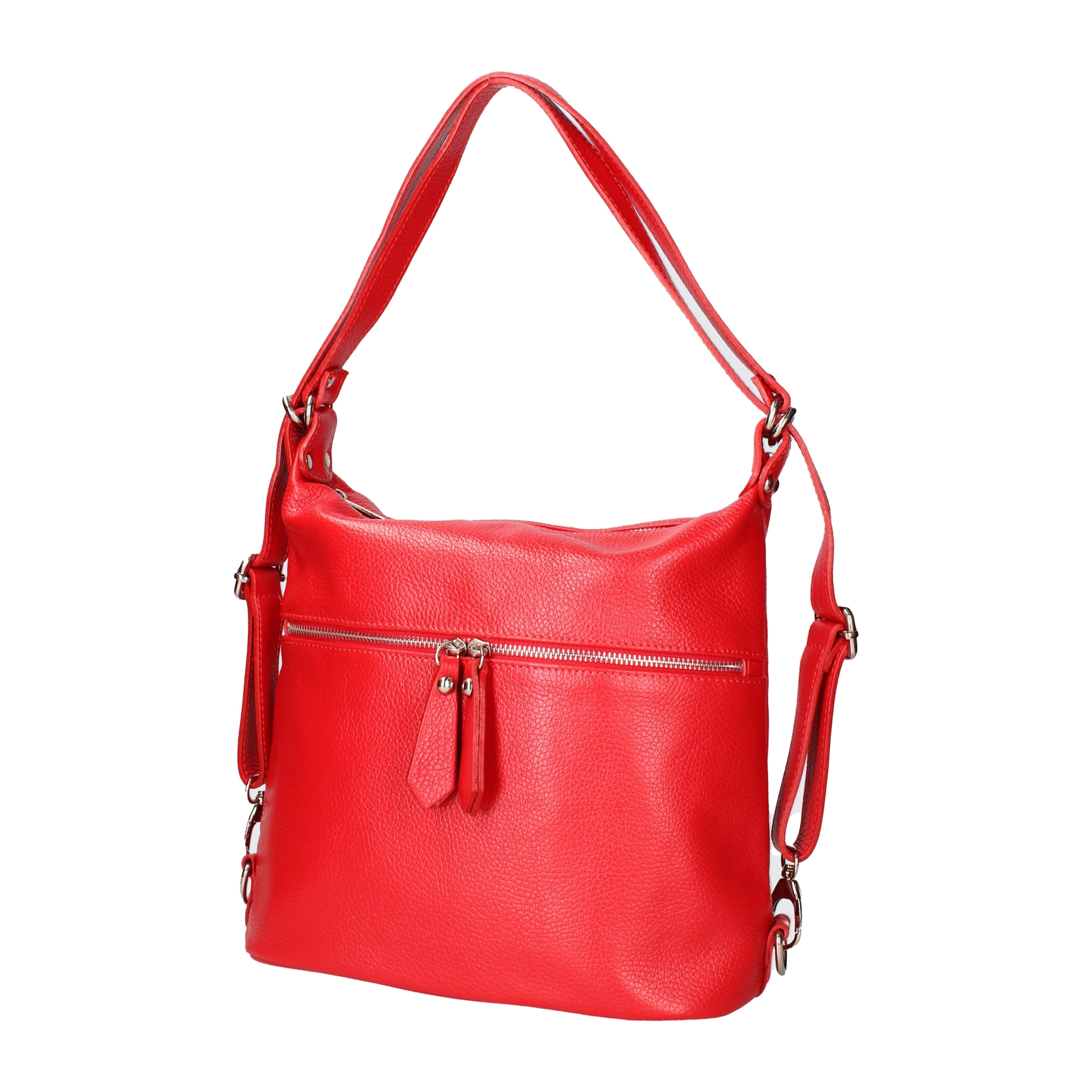 Borsa a spalla convertibile in zaino Bianca da donna In Vera pelle Made in Italy 30x26x9 cm