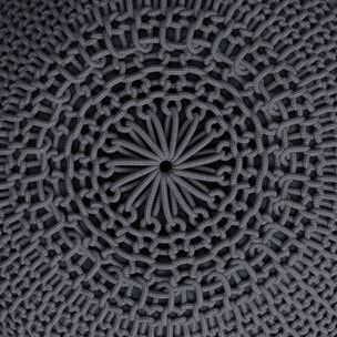 Pouf tricot rond en coton gris foncé  D40 cm - Elisa