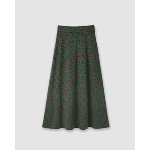 Falda midi viscosa evasé soft velia verde