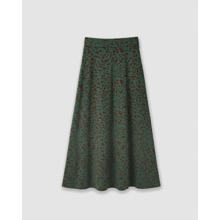 Falda midi viscosa evasé soft velia verde