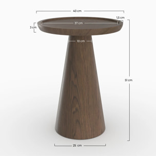 Table d'appoint en placage noyer, D40 cm - Côme